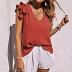 Women's Ruffled V-Neck Blouse