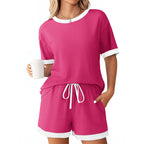 Women's Comfortable Leisure Set with Ribbed Texture and Elastic Waistband