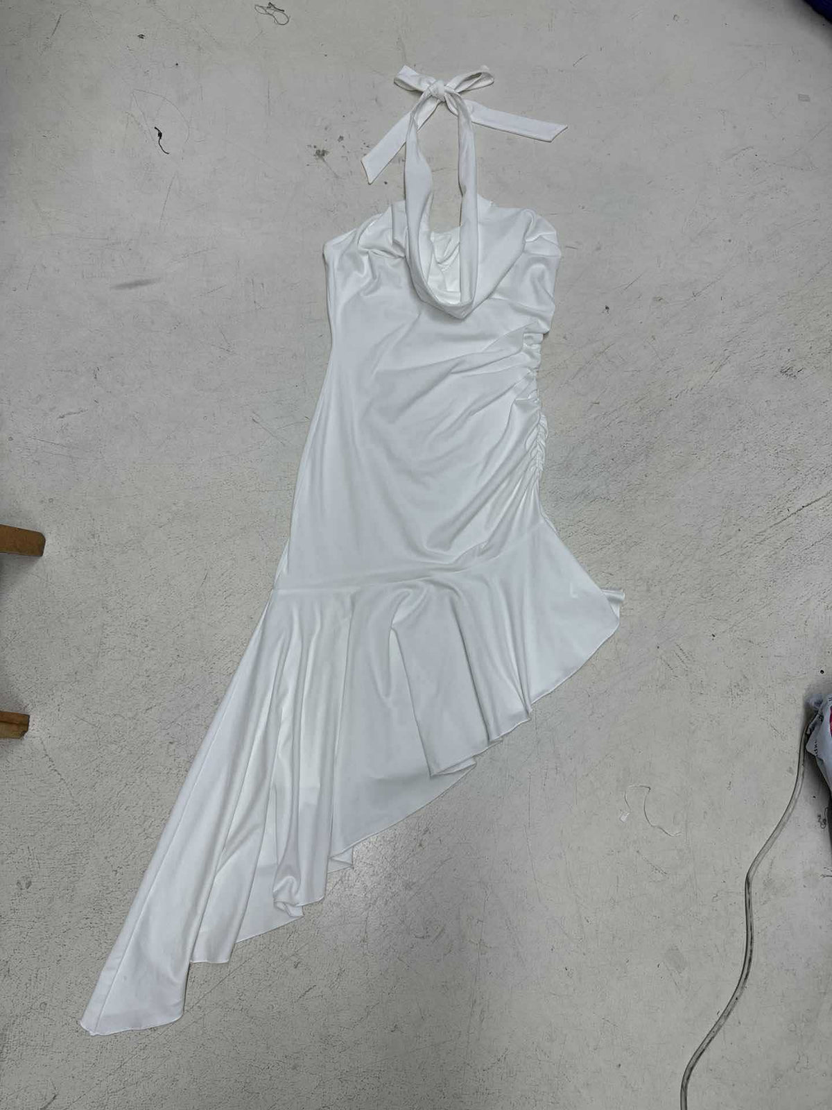 Women's Evening Dress with Asymmetric Cut and Ruching