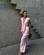 Women's Airy Two-Piece Linen Blend Set