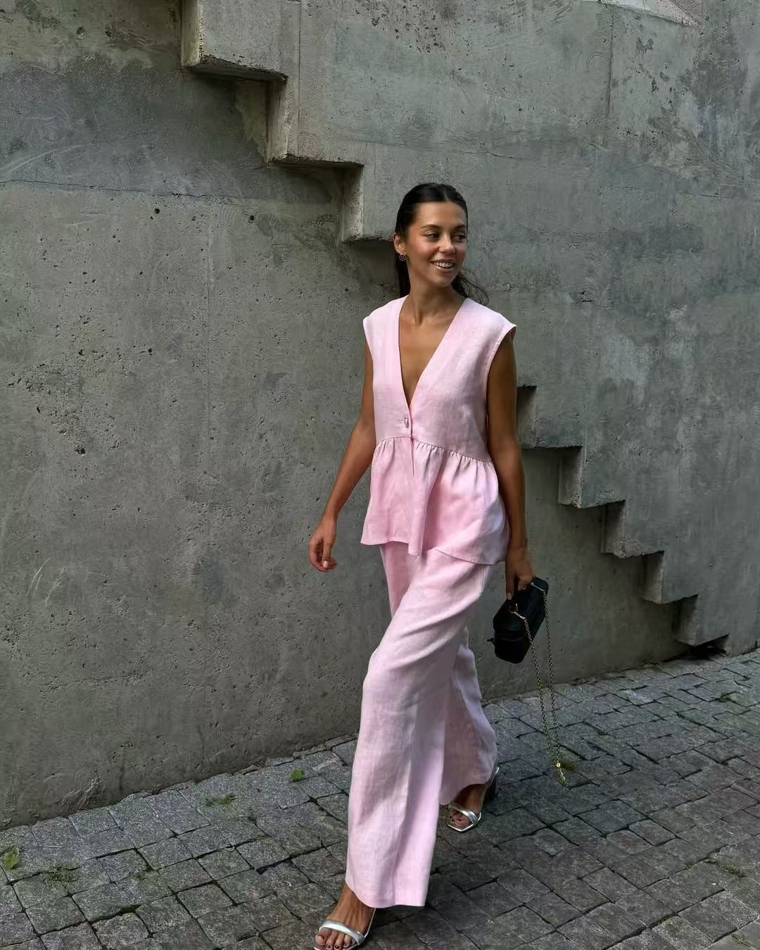 Women's Airy Two-Piece Linen Blend Set