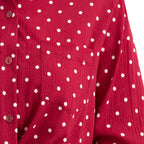 Women's Short Sleeve Knot Shirt with Polka Dot Pattern