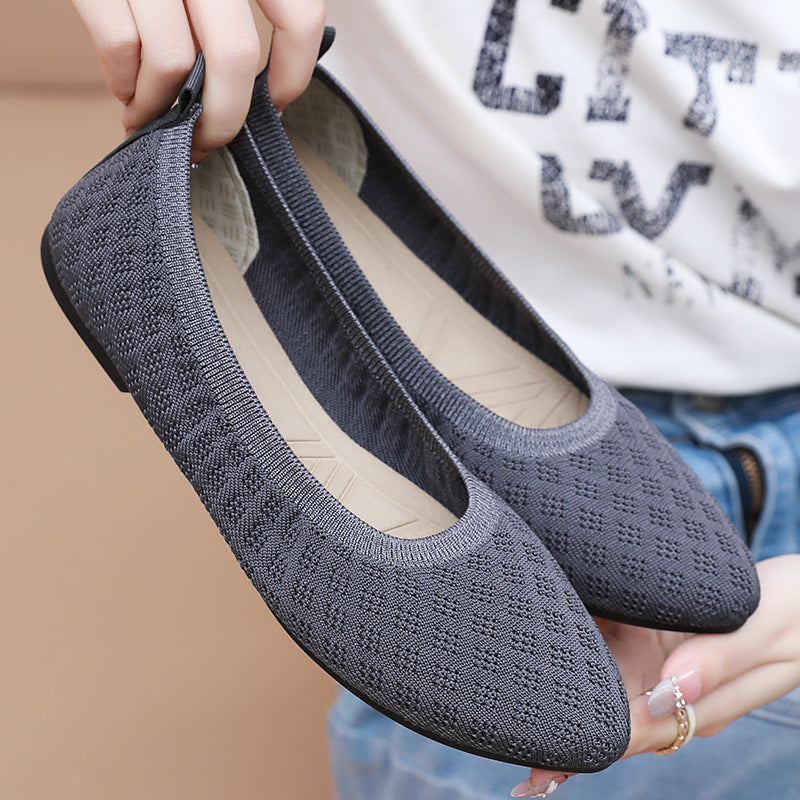 Women's Ballet Flats with Breathable Knit and Flexible Sole