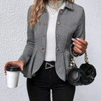 Women's Tailored Blazer with Asymmetric Hem and Button Details