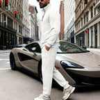 Men's Waffle Texture Half-Zip Loungewear Set