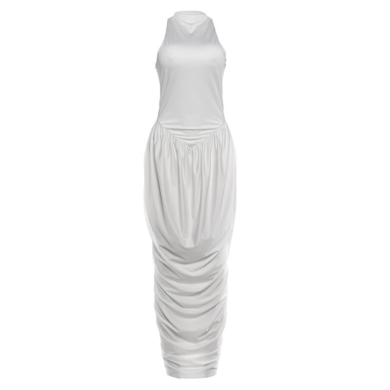 Elegant Maxi Jumpsuit with High Collar and Flowing Hem