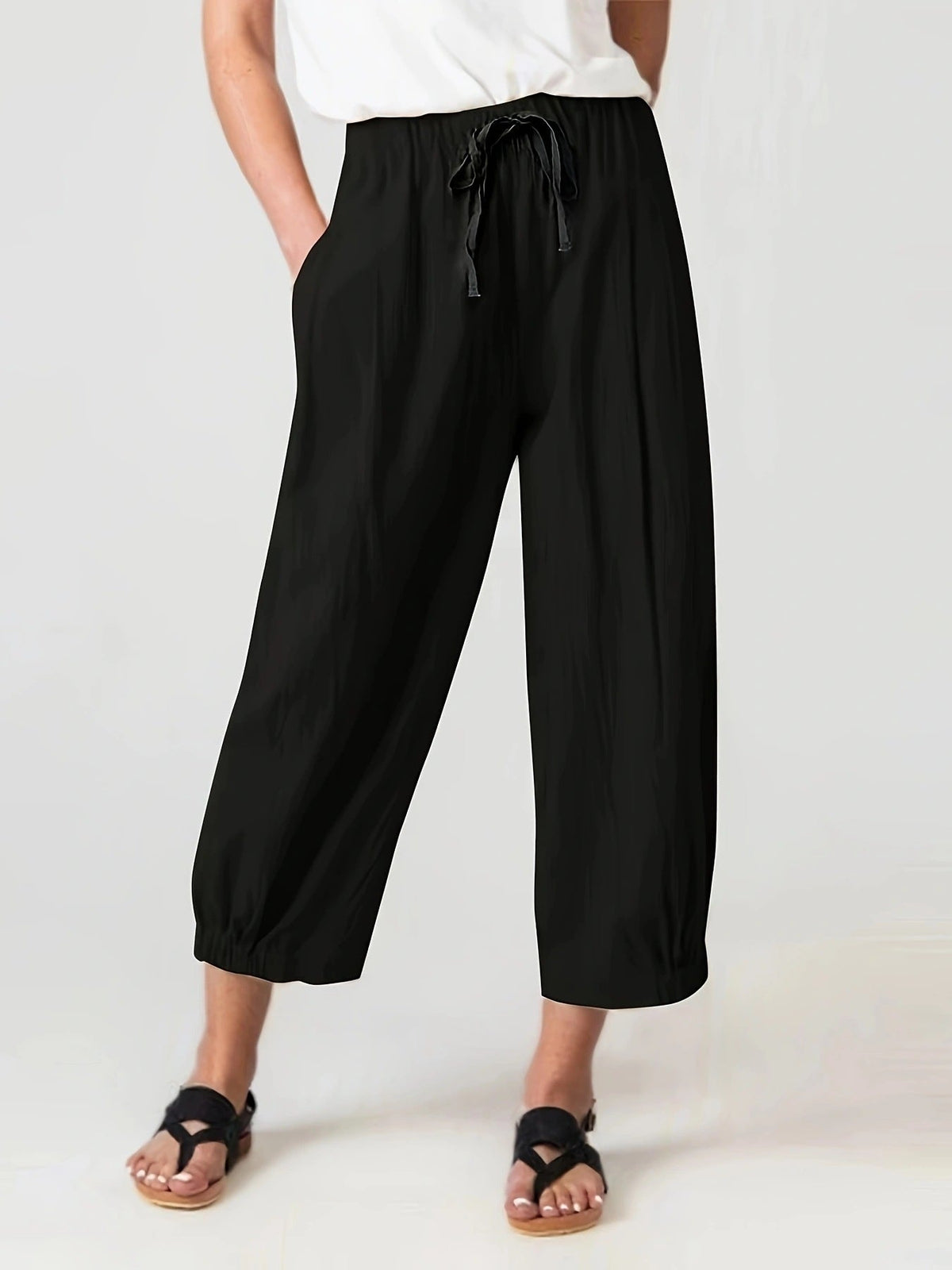 Women's Comfortable Summer Pants with Elastic Waistband