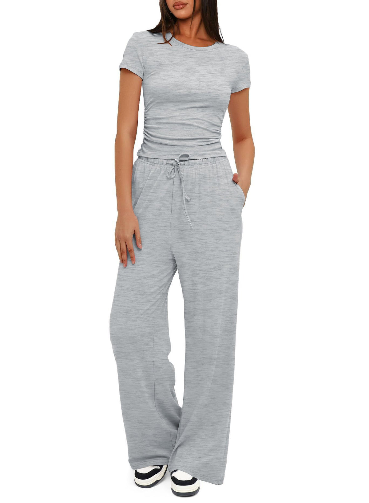Women's Comfortable Lounge Set with Elastic Waist and Wide Cut