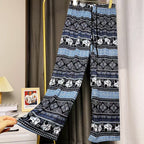 Women's Harem Trousers with Colorful Elephant Pattern