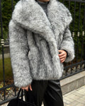 Women's Elegant Faux Fur Jacket with Voluminous Collar