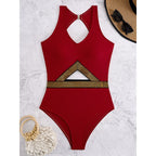 Women's Cut-Out Swimsuit with Fashionable Accents