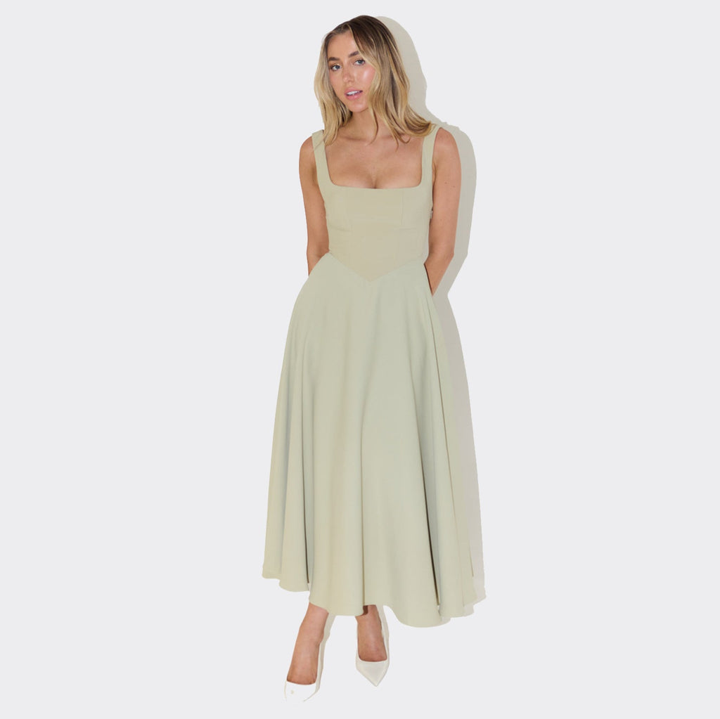 A-Line Maxi Dress with Square Neckline