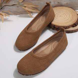 Women's Suede Ballet Flats with Anatomical Insole