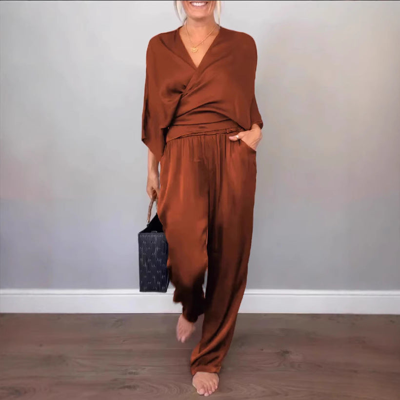 Elegant and Comfortable Satin Pantsuit