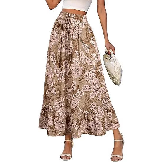 Women's Jumpsuit with Floral Print and Elastic Waist
