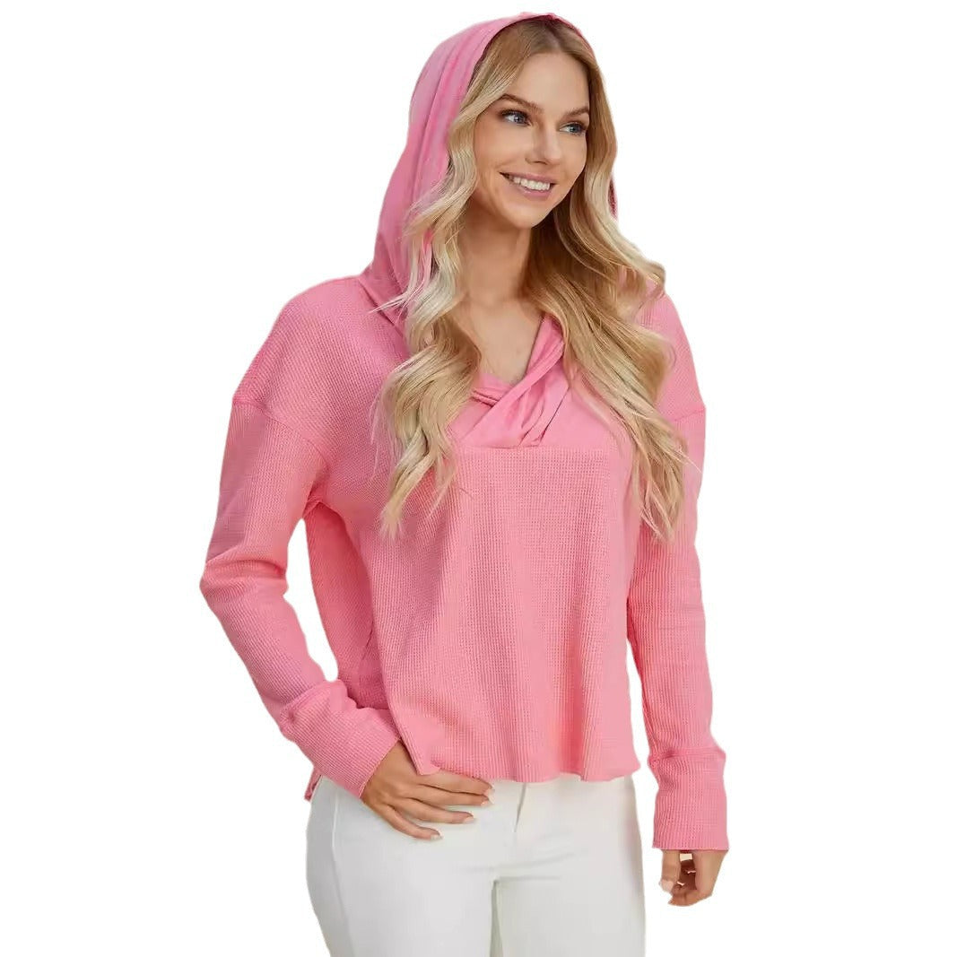 Women's Casual Hoodie with Unique Neckline