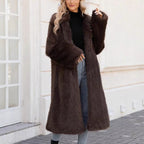 Women's Fluffy Faux Fur Coat with Soft Lapel