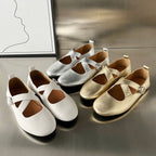 Women's Ballet Flats with Elegant Cross Strap and Fashionable Buckle