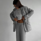 Women's Elegant and Casual Double-Breasted Wide-Leg Suit Set