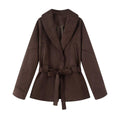 Elegant Jacket with Waist Belt and Modern Collar