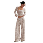 Women's Comfortable Lounge Set with Casual Cut and Wide-Leg Pants