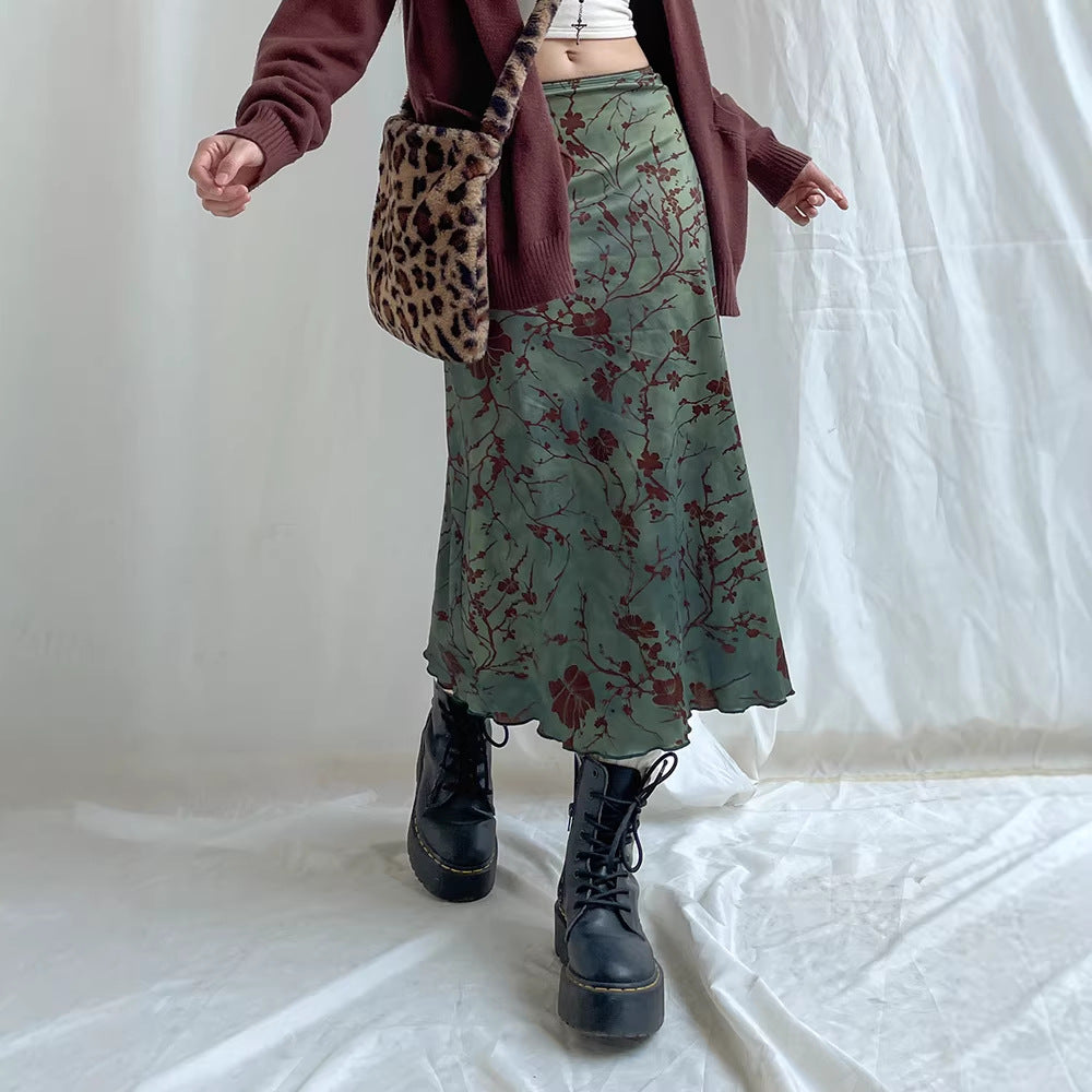 Women's Maxi Skirt with Floral Print and Elegant Cut