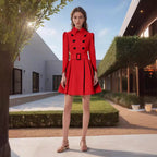 Women's Elegant Trench Coat with Flared Cut and French Collar