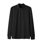 Women's Elegant Long-Sleeve Shirt with Textured Fabric and High Collar