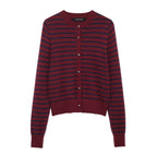 Women's Striped Knit Cardigan with Gold Buttons