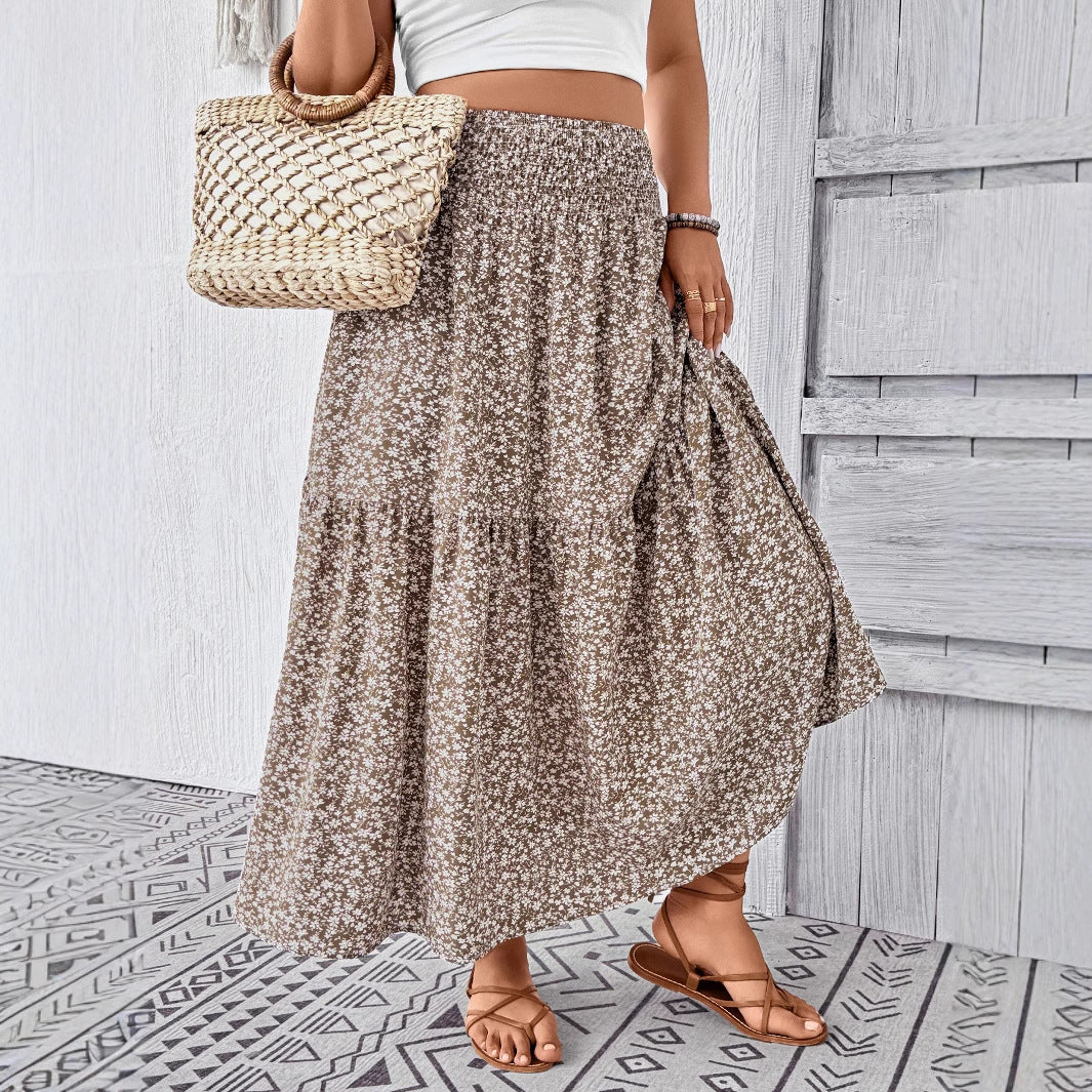 Women's Maxi Skirt with Flowing Cut and Floral Design