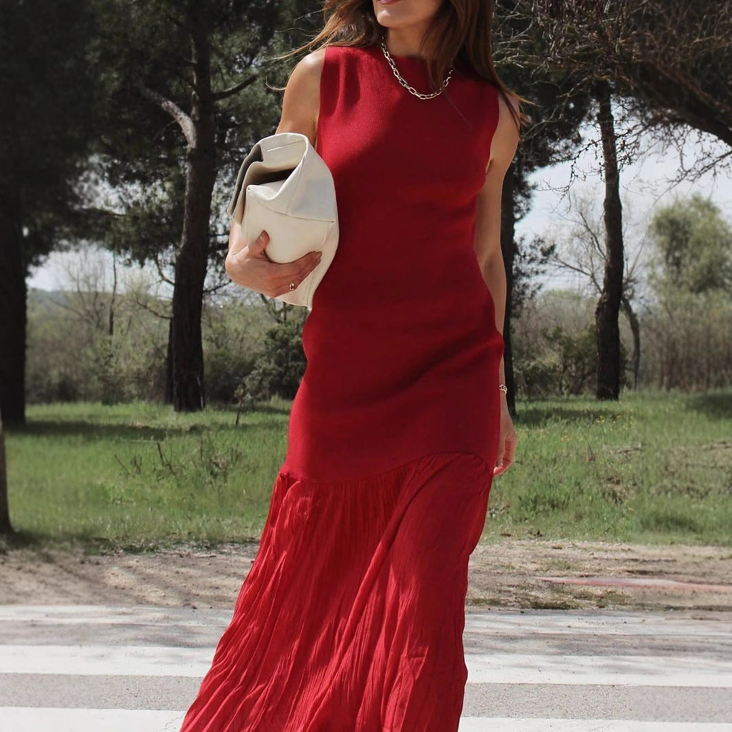 Women's Sleeveless Maxi Dress with Ruffled Hem