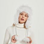 Fluffy Winter Hat with Animal Ears and Voluminous Design