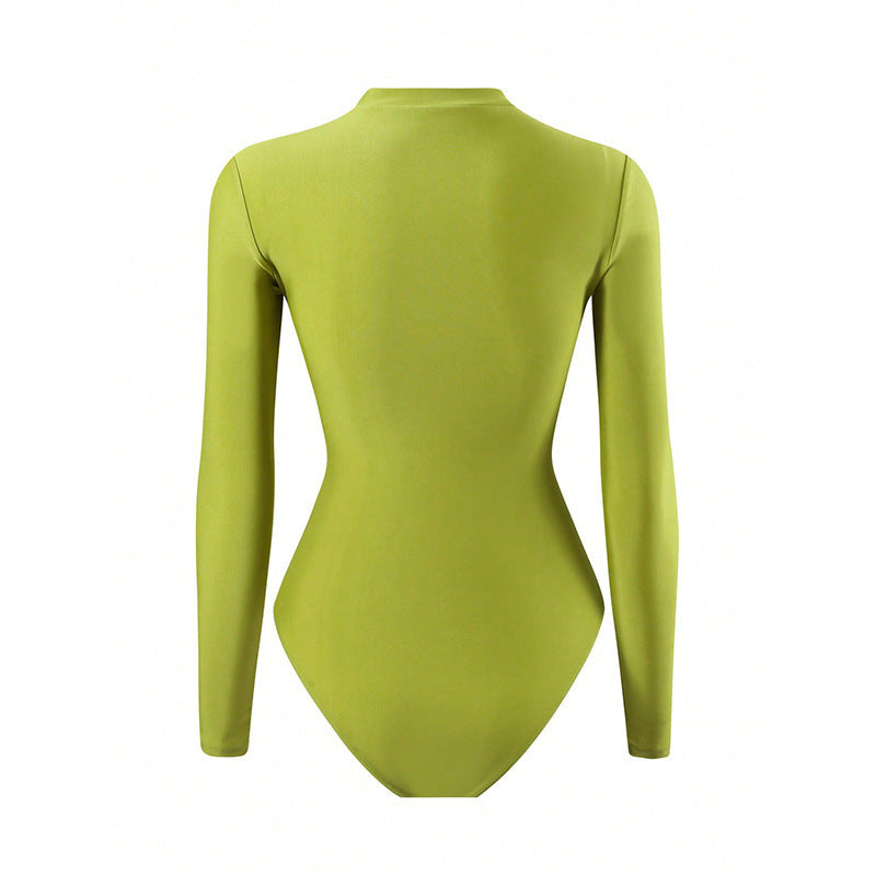 Women's Long-Sleeve Swimsuit with Elegant Wrap Skirt