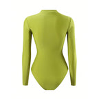 Women's Long-Sleeve Swimsuit with Elegant Wrap Skirt