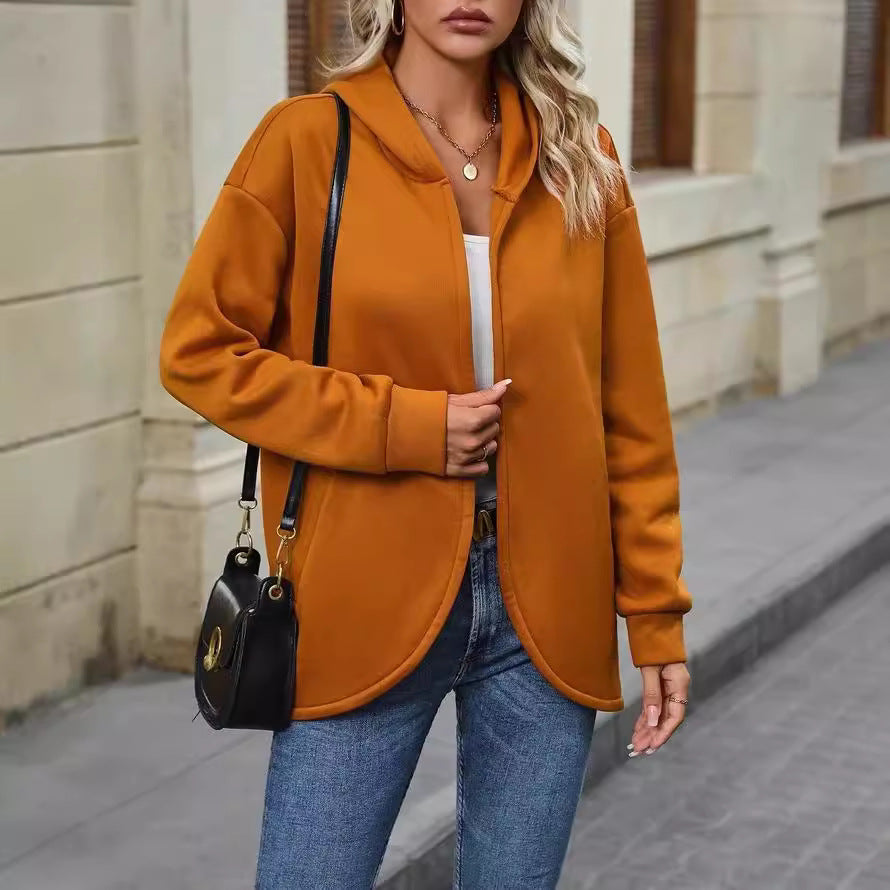 Women's Cozy Hooded Coat with Casual Cut and Soft Material