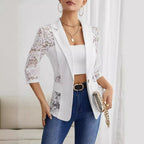Women's Elegant Lace Blazer with Sheer Sleeves