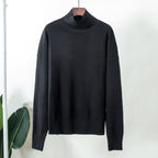 Elegant Knit Sweater with High Collar