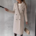 Elegant Double-Breasted Trench Coat with Pockets