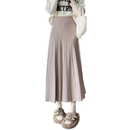 Women's Elegant Pleated Maxi Skirt with High Waist and Fine Texture
