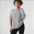 Women's Chunky Knit Sweater with Fashionable Structure Design