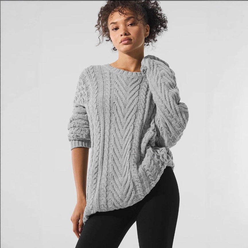 Women's Chunky Knit Sweater with Fashionable Structure Design