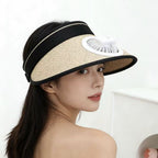 Breathable Sun Visor with Detachable Front Fan and Adjustable Neck Strap
