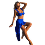 Women's Swimsuit with Ruffles and High Leg Cut