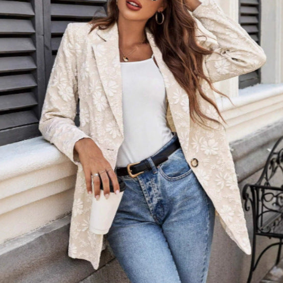 Women's Elegant Blazer with Floral Embroidery