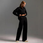 Women's Casual Polo Shirt and Wide Leggings Set