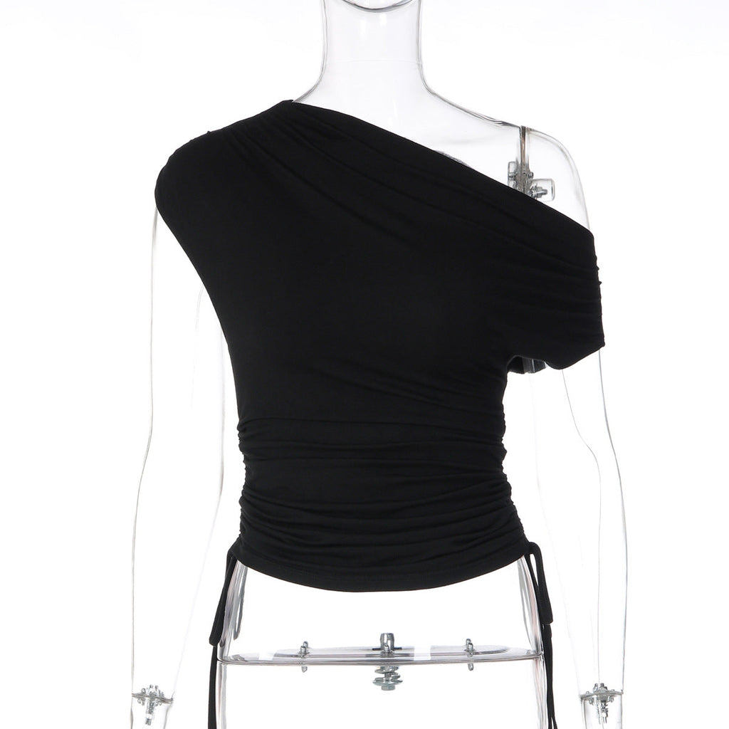 Women's Asymmetrical Ruffled Fitted Top