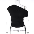 Women's Asymmetrical Ruffled Fitted Top