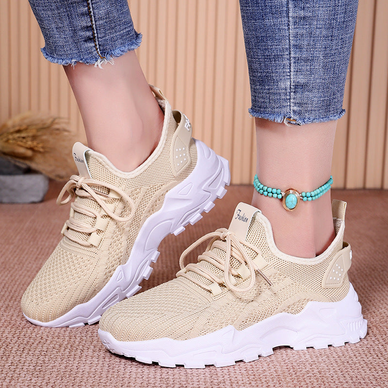 Women's Breathable Fitness Sneakers with Flexible Knit Upper and Non-Slip Sole