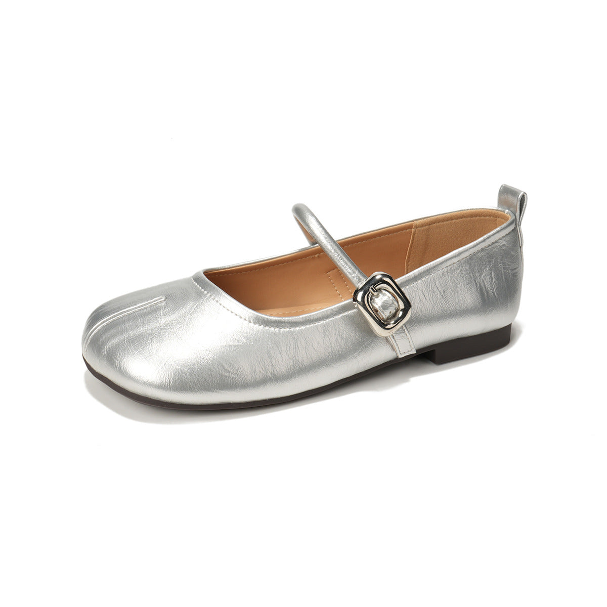 Women's Ballet Flats with Strap and Buckle Detail