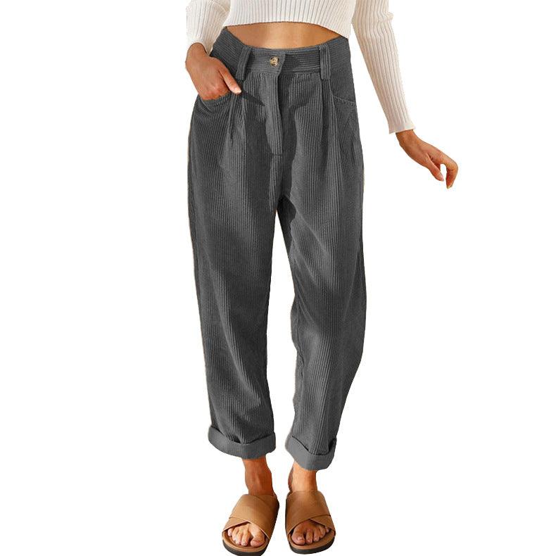 Women's High-Waist Pleated Trousers